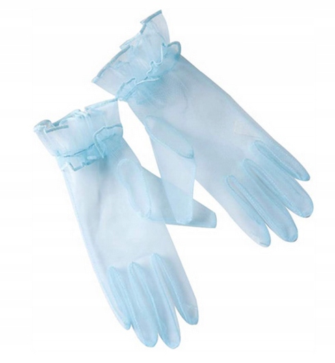 RĘKAWICZKI BŁĘKITNE DAMSKIE KRÓTKIE TRANSPARENTNE 885