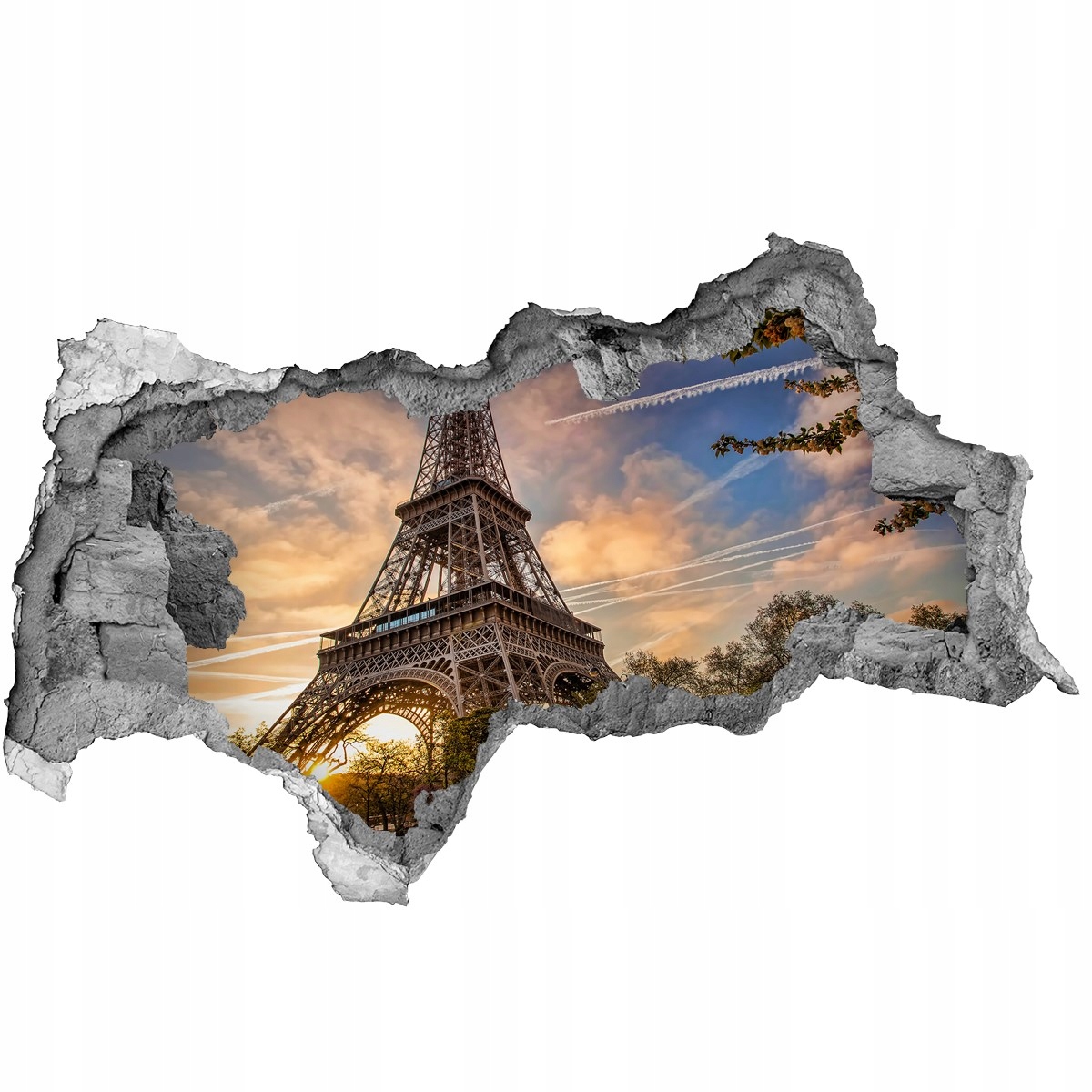 

Fototapeta dziura na ścianę 3d Wieża Eiffla Paryż
