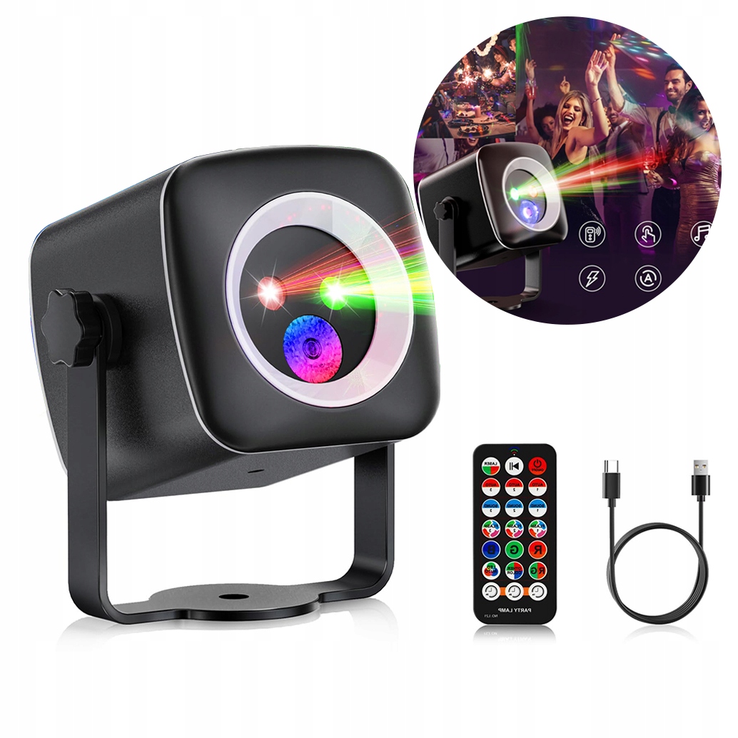 Colorofon Rgb Diskotékový Reflektor Projektor Disco Koule 9 Režimů