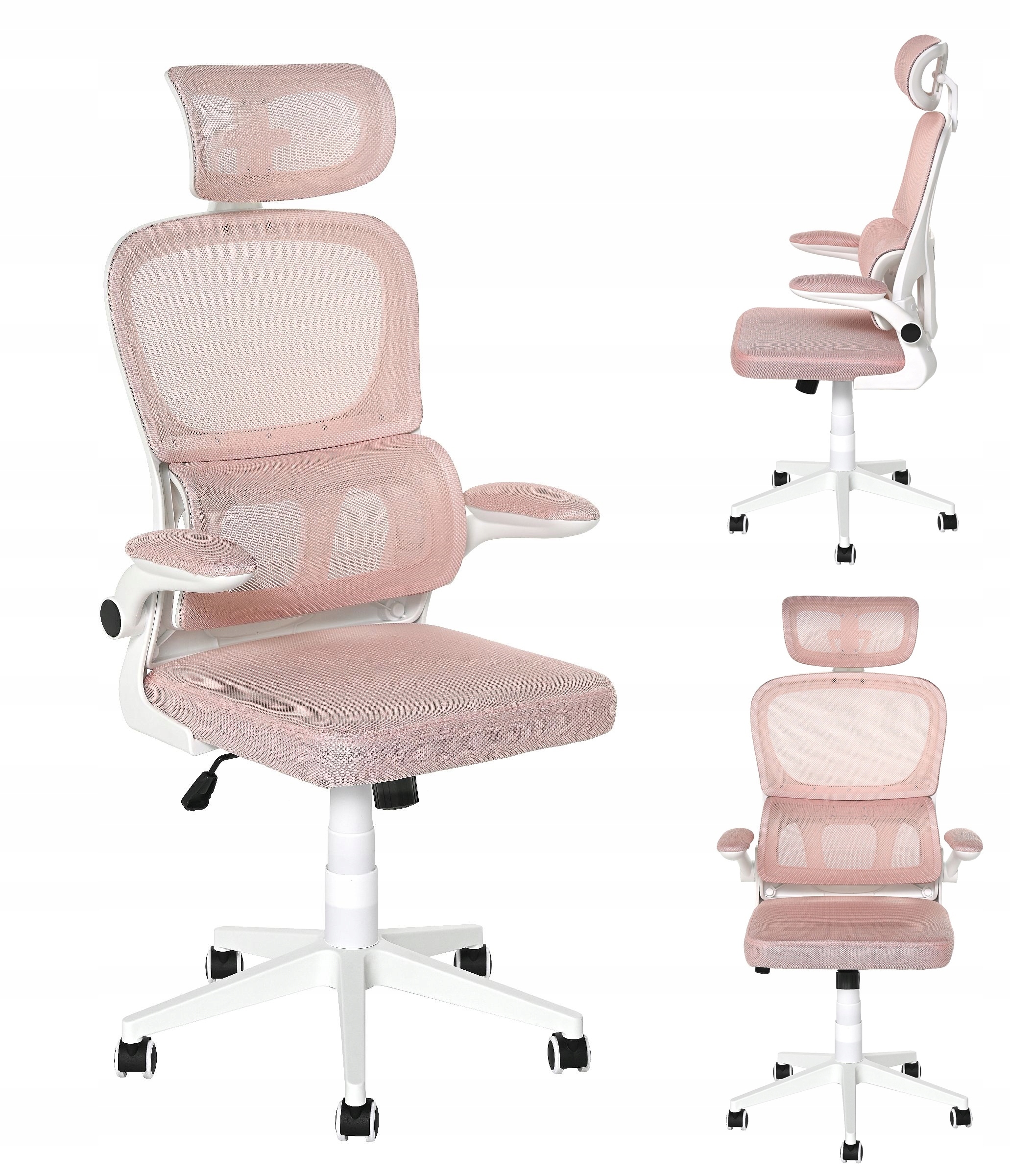 Otočné Kreslo Kancelárska ergonomická ružová Stolička na stôl Silná