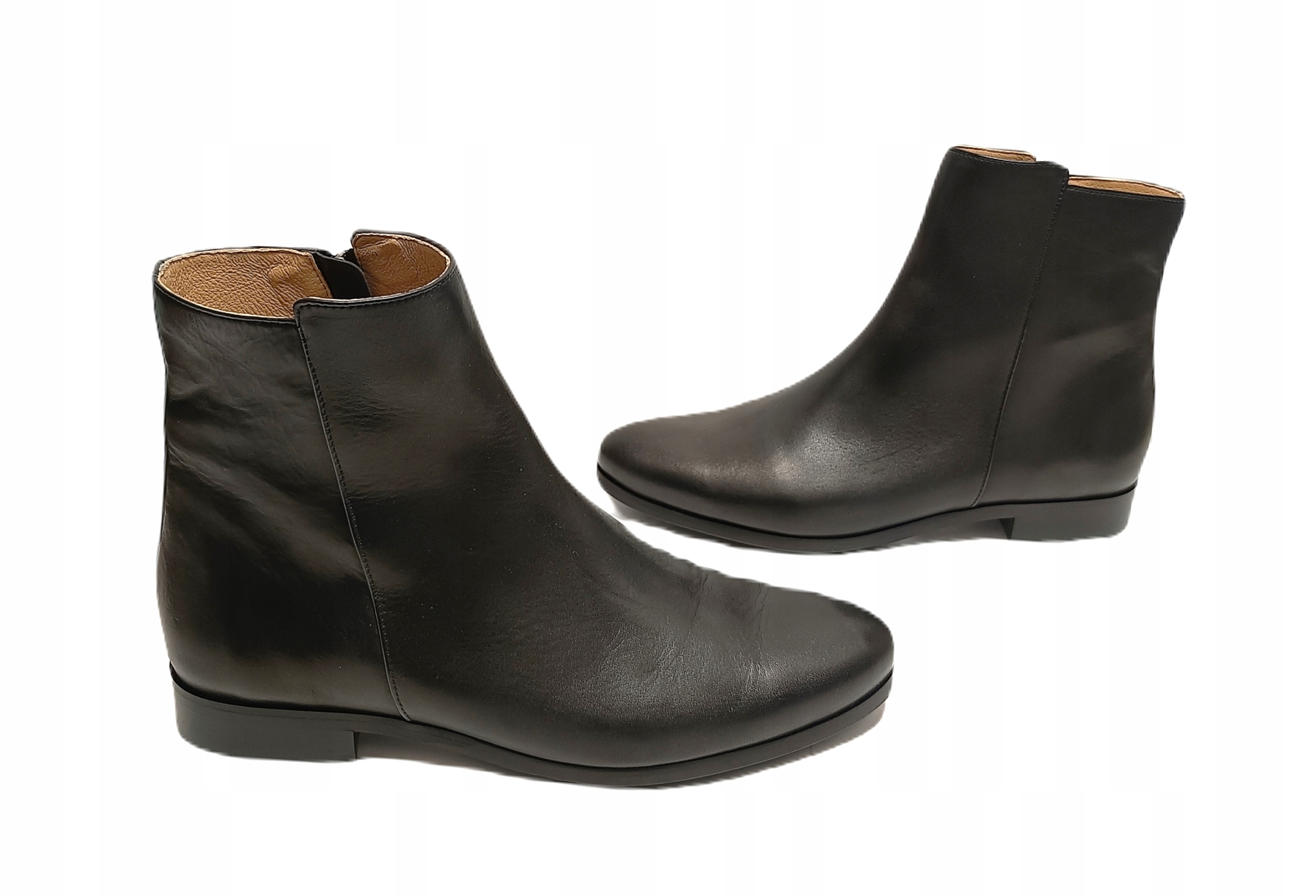 Dámské kotníkové boty Plochý Podpatek kůže Marco 1402B černá r41