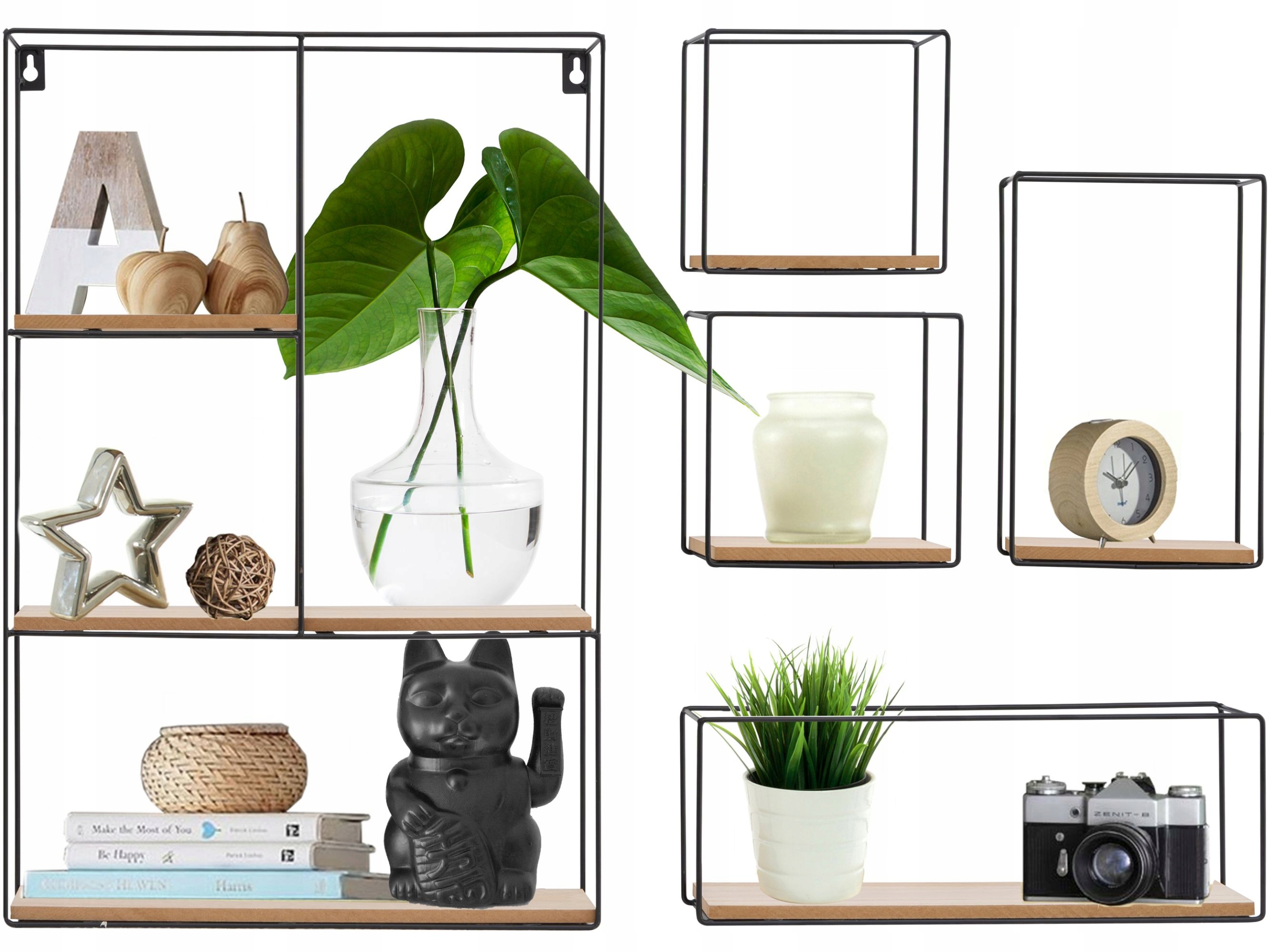 

Półka ścienna metalowa drewniana Czarna Loft XXL