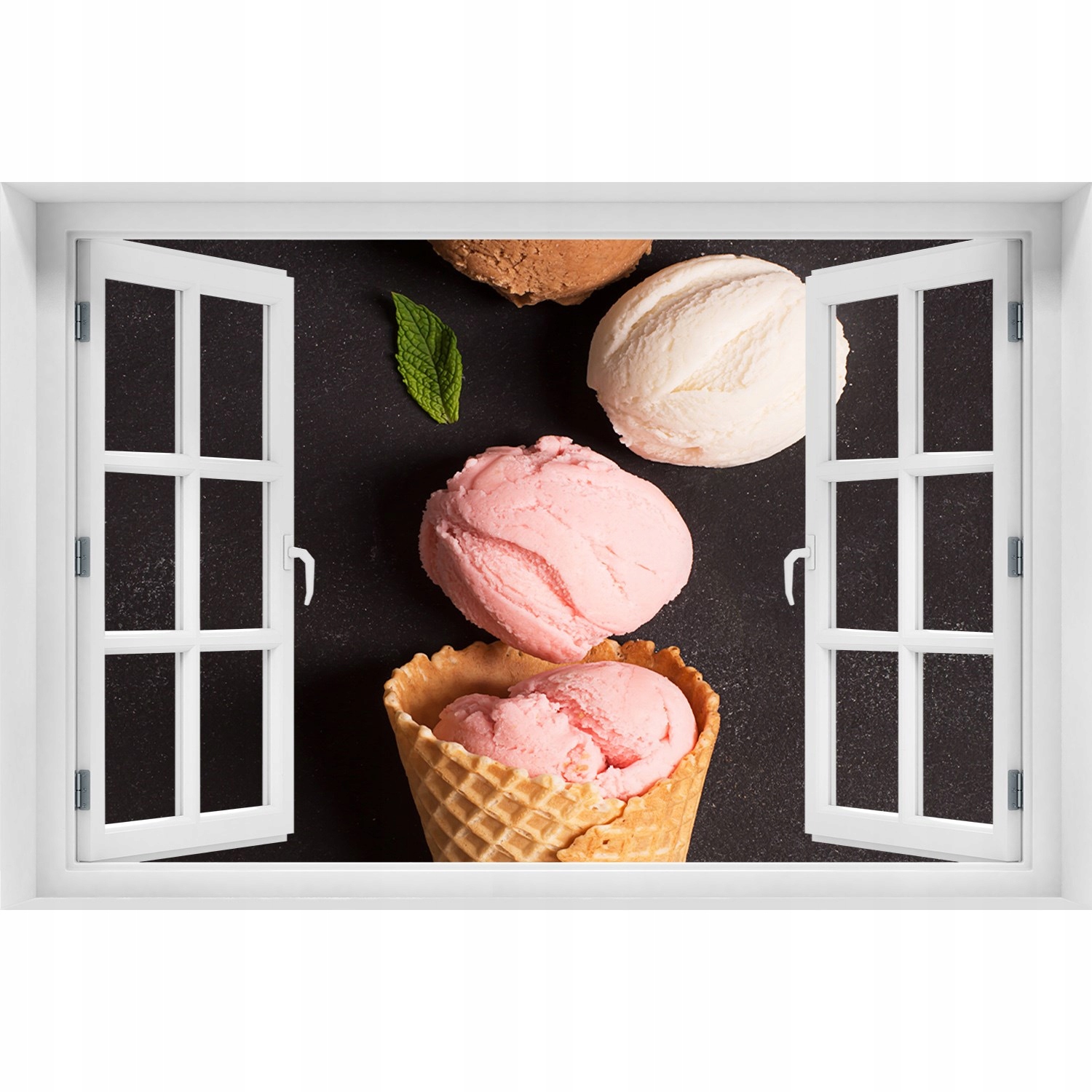 

Okno Naklejka Samoprzylepna ścienna Lody w waflu