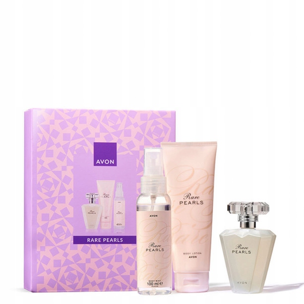 Dárková sada Avon Rare Pearls, dárková krabička , voda, balzám, mlha