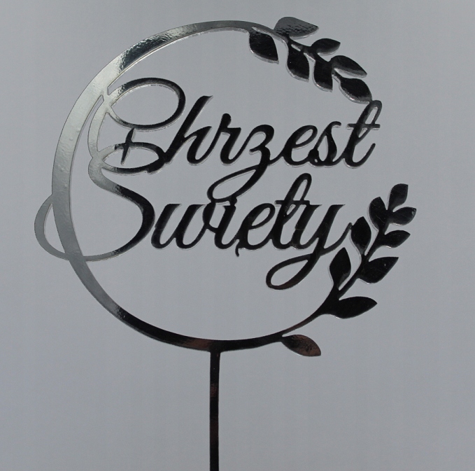 TOPPER SREBRNY dekoracja na tort CHRZEST Kod producenta TCHS-1