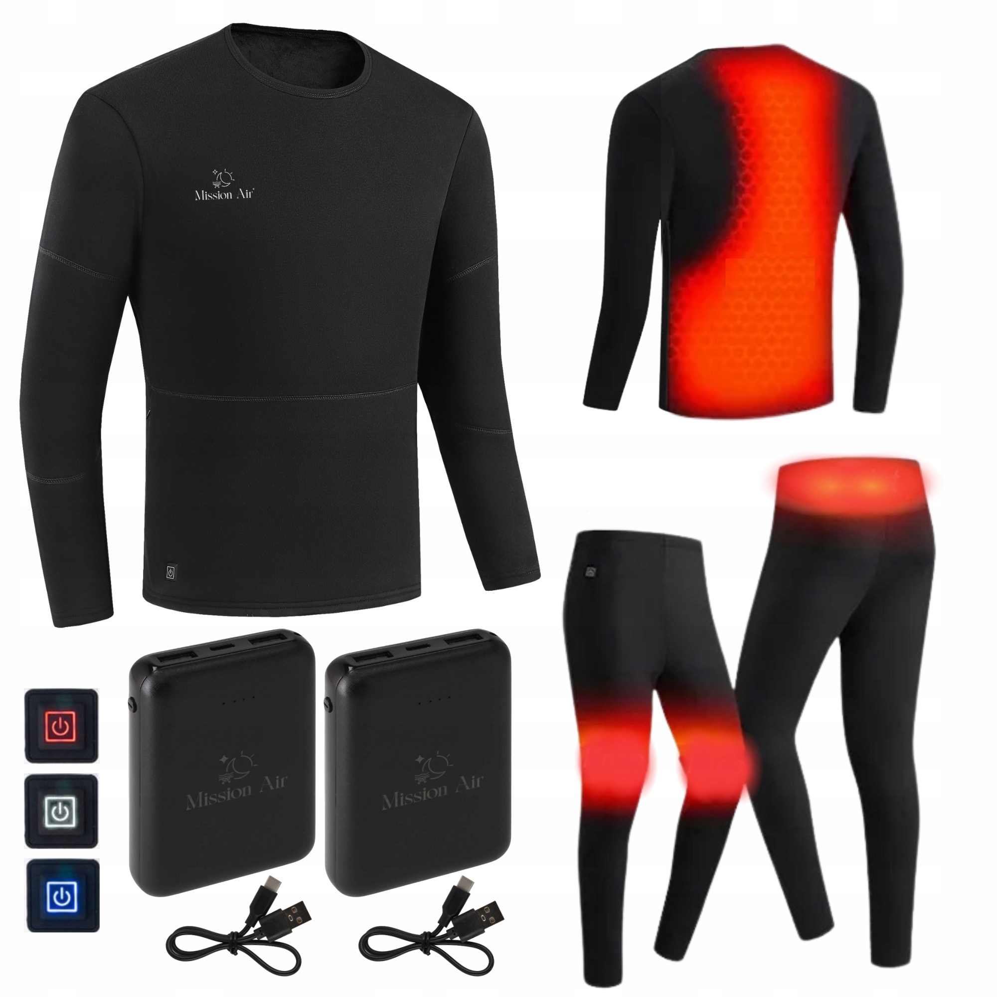 Termoaktívne Spodné Prádlo Vyhrievané Pánske Termo Oblečenie Usb Komplet Sada