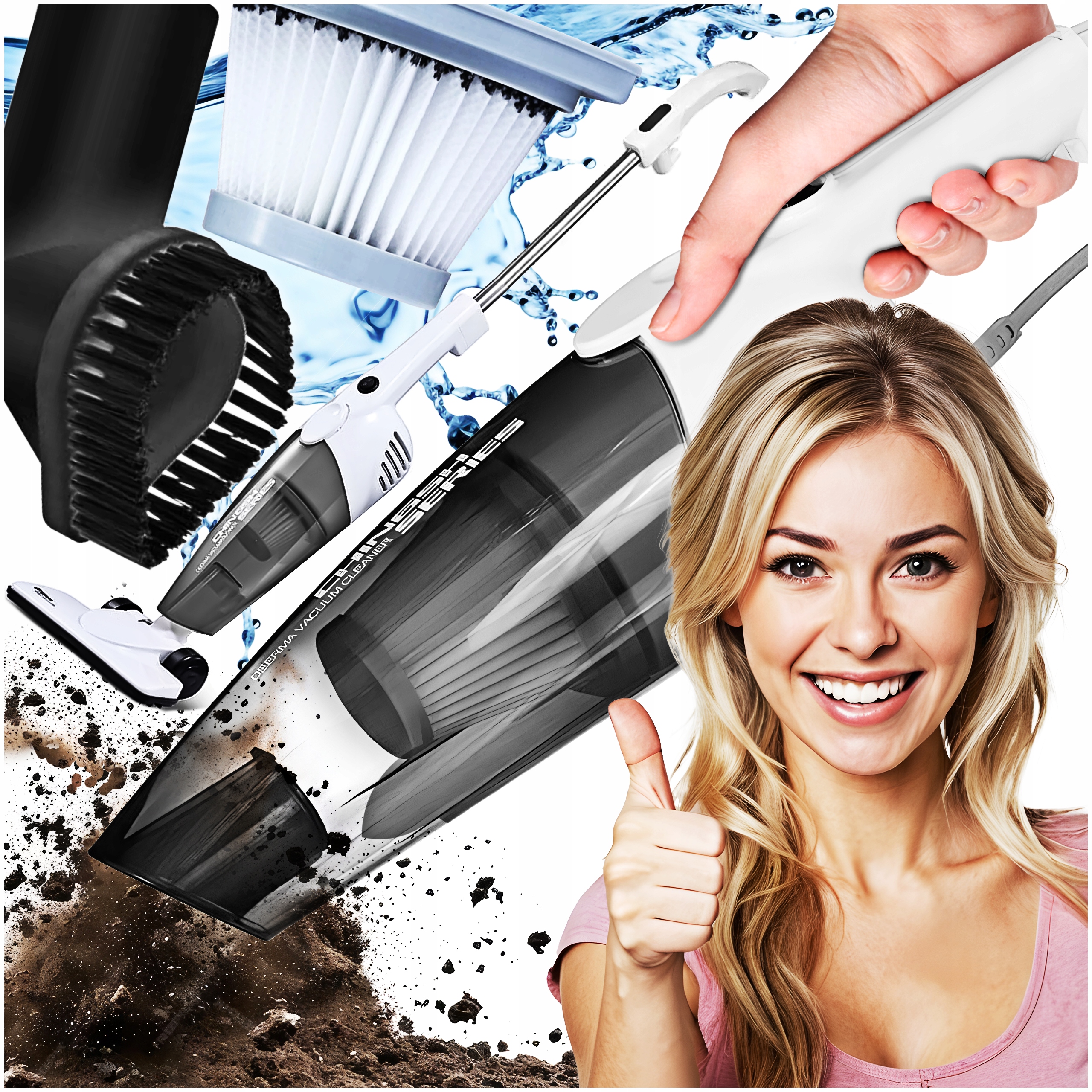 ODKURZACZ BEZWORKOWY DEERMA CYKLONOWY STOJĄCY PRZEWODOWY PIONOWY 2w1 600W