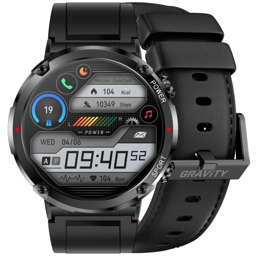 Smartwatch Gravity GT21-3 Czarny Pasek Silikonowy