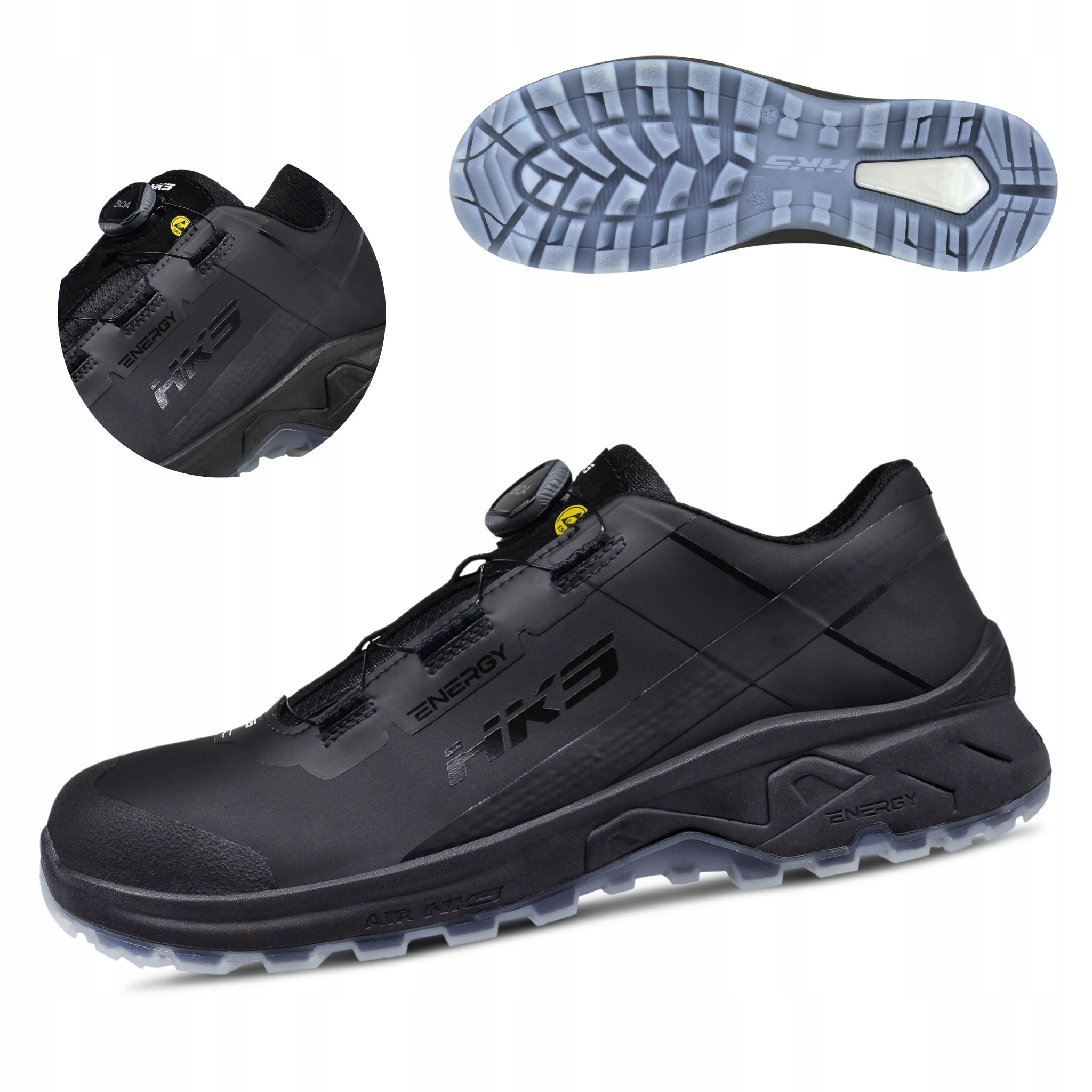 Lekkie Buty Robocze Męskie Półbuty Ochronne Bhp Hks AirGuard Black Boa S3L