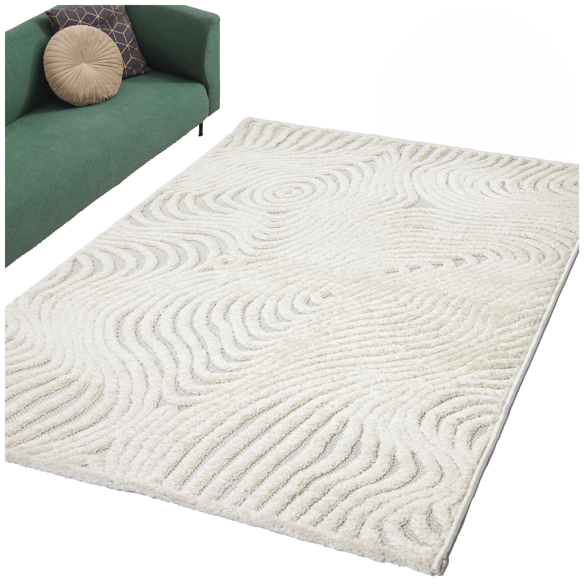 Izbový Koberec 120 x 170 CM Boho Dvojúrovňový 3D Módny Svetlý Dekoračný