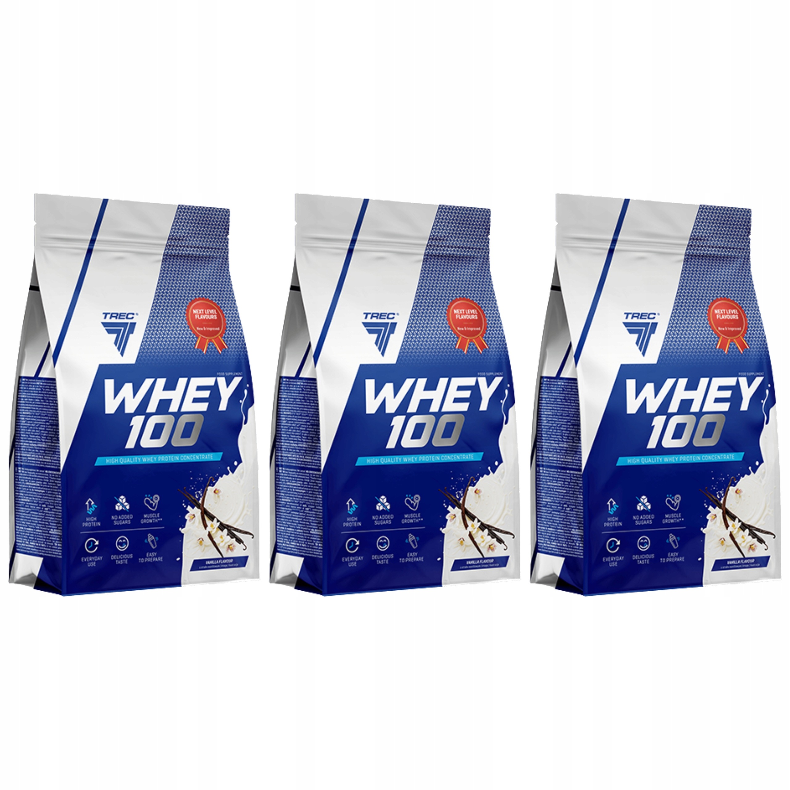 3x Bílkoviny Whey 100 Syrovátkový koncentrát Wpc Svalová hmota Trec 900 g