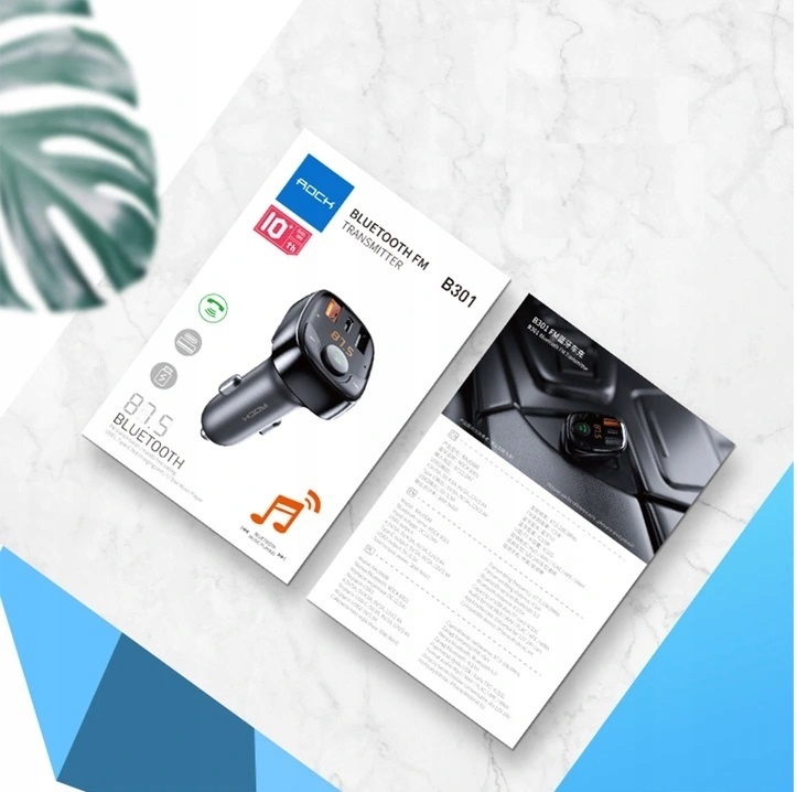 Transmiter | Ładowarka ROCK B301 Bluetooth FM QC Model B301