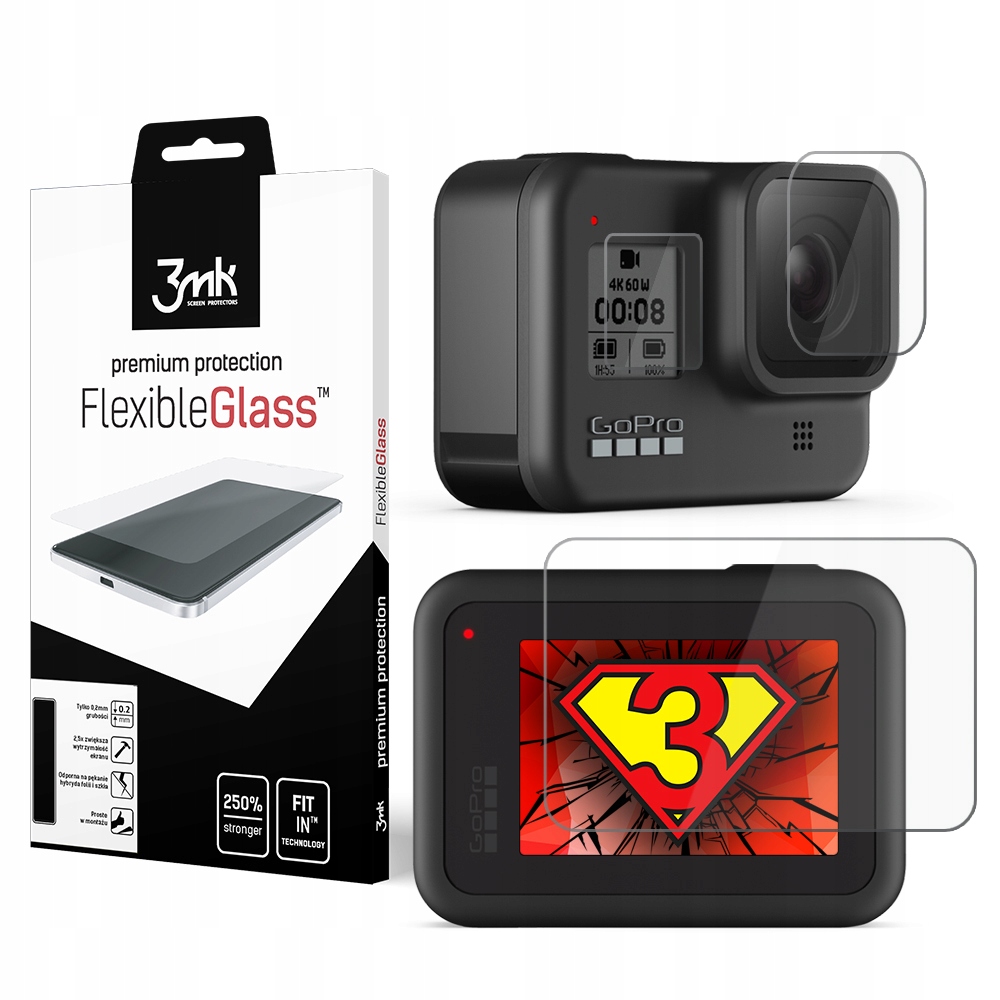 

Szkło do GoPro Hero 8 Black - 3mk Flexible Glass