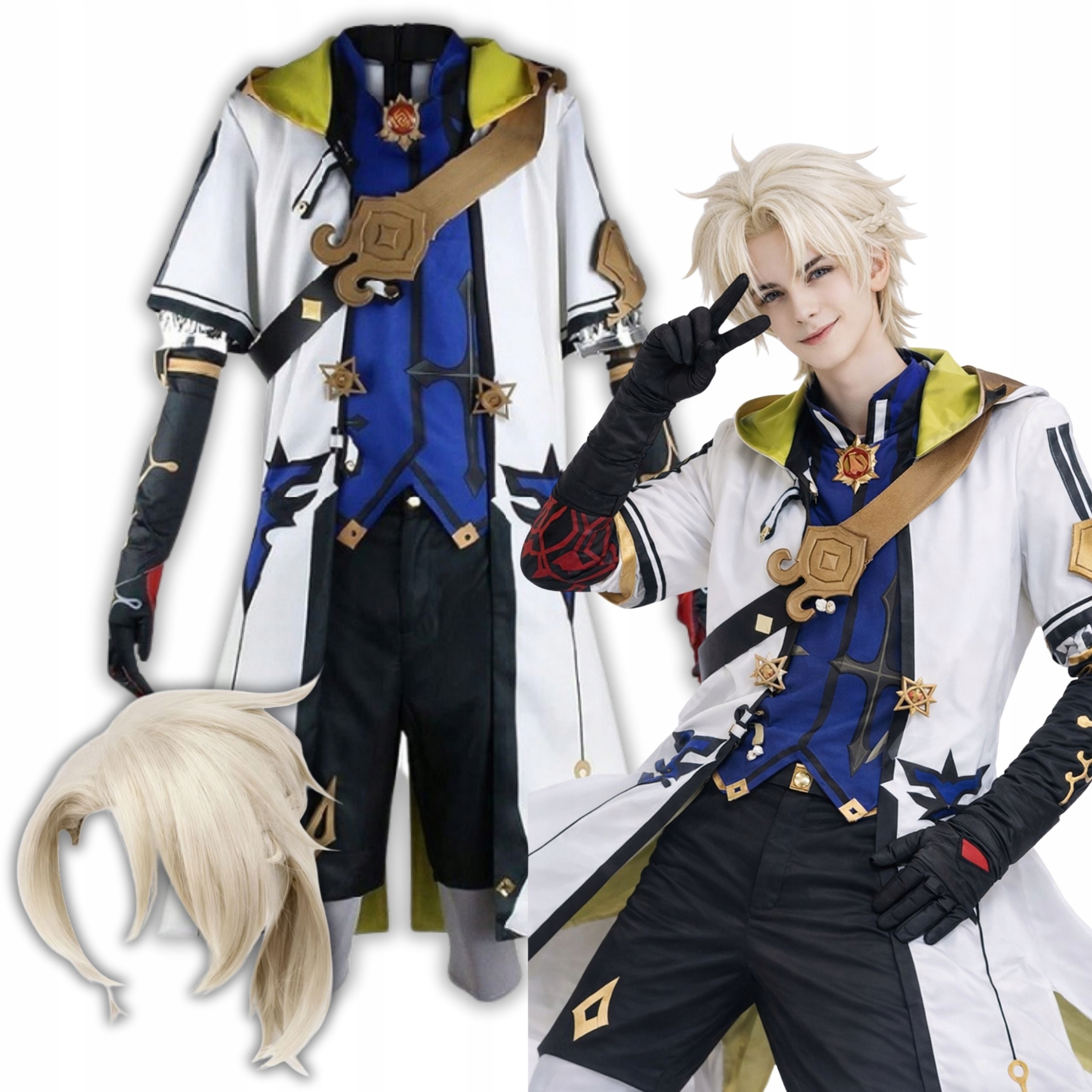 Kostým Albedo Cosplay Genshin Impact Kostým Anime Paruka 2XL 3XL 182 188
