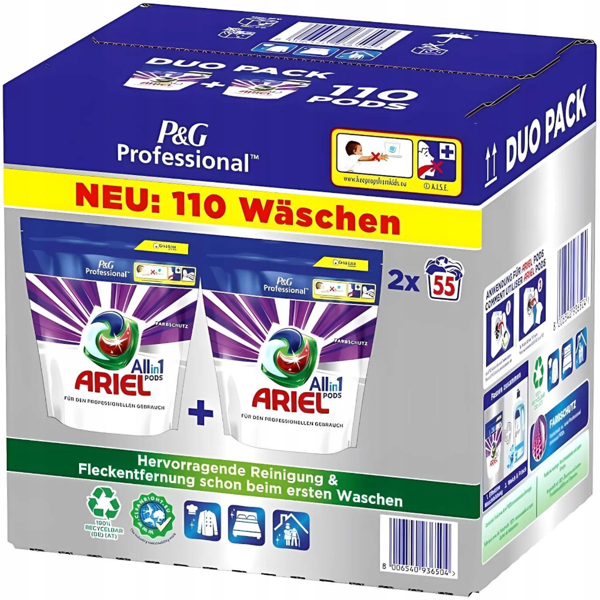 Levně Ariel Professional 4v1 Kapsle na praní tkanin Barva 2x55ks