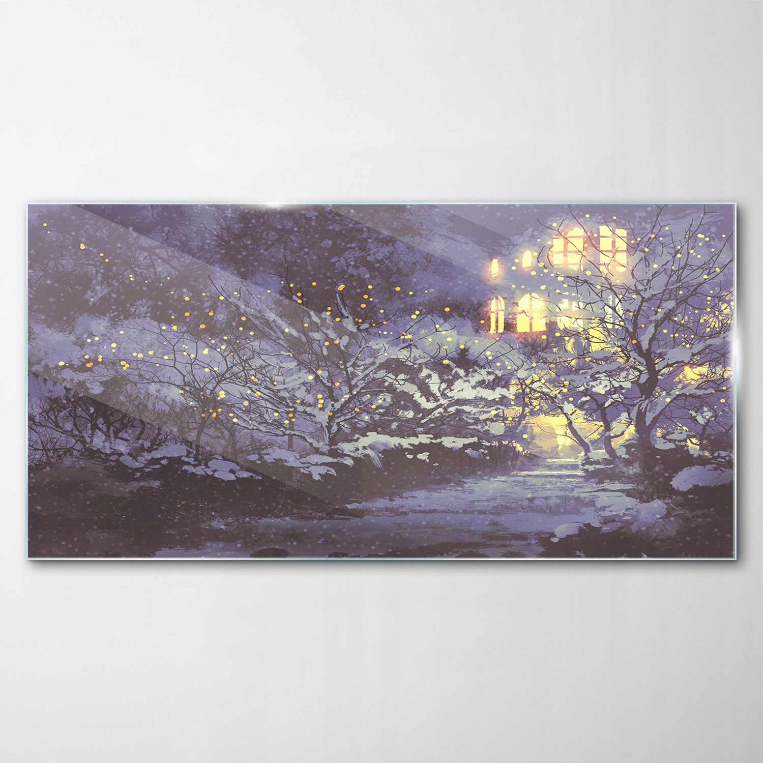 

Hartowany Obraz Szklany Noc Zima Park Śnieg 120x60