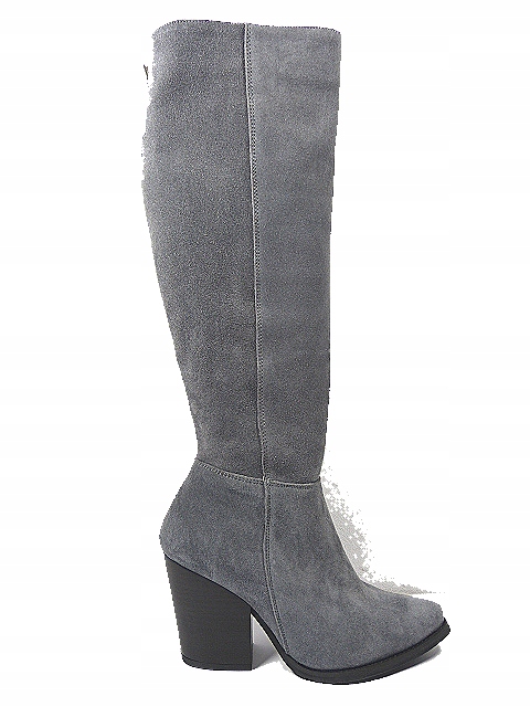 šedé dámské kozačky kovbojské boty vysoké mušketýrky R.Polański 37