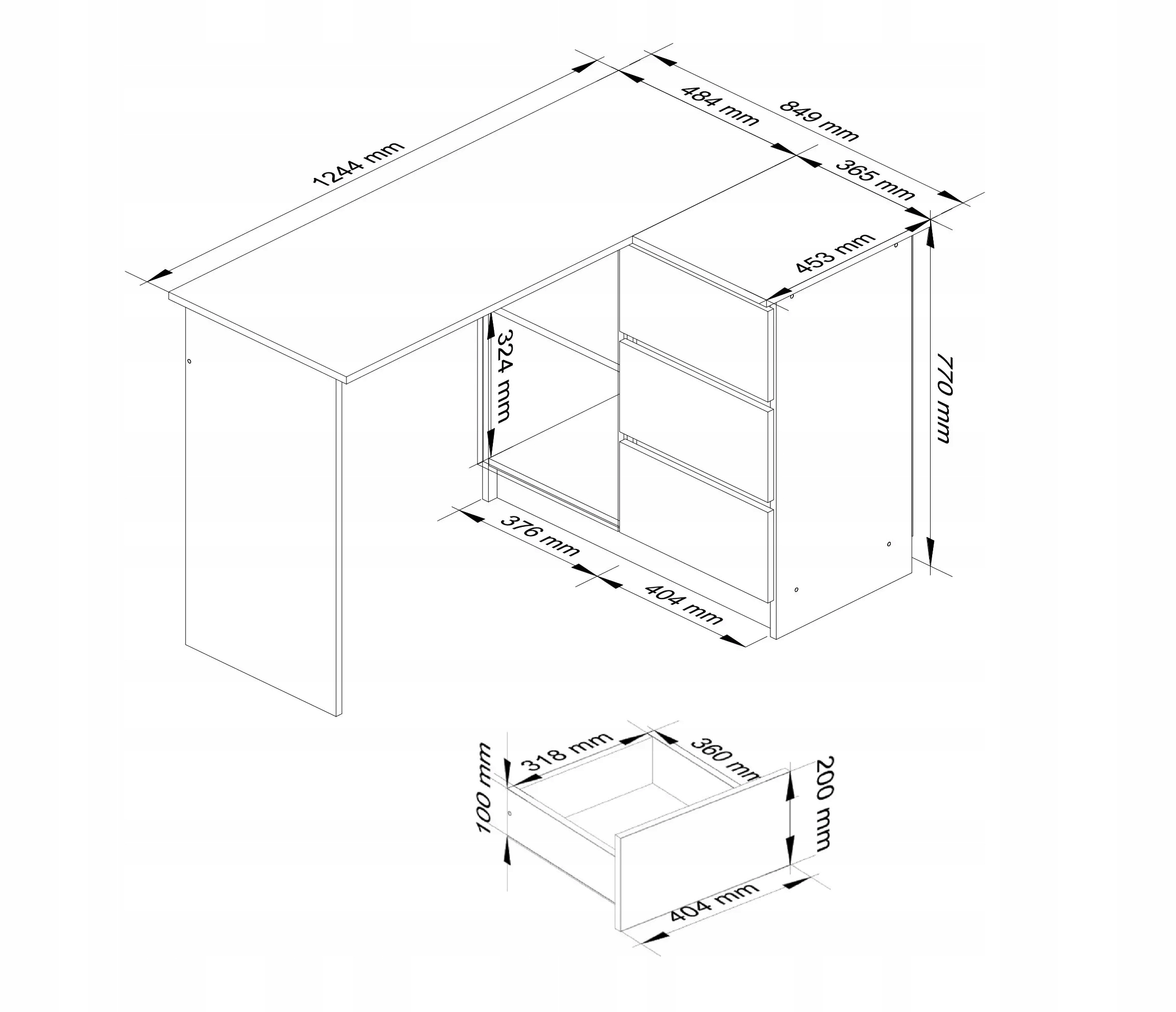 BURKO KOMPUTEROWE MEBLE DO BIURA POKOJU POŁYSK Marka VMP