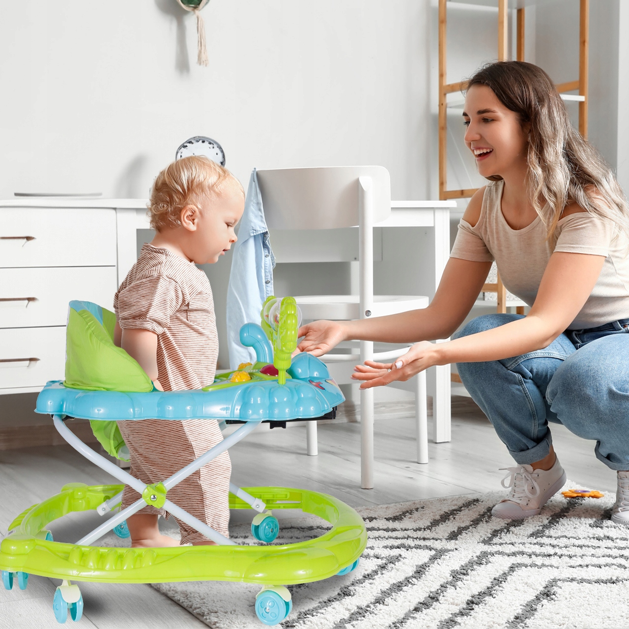 JEŹDZIK CHODZIK DLA DZIECI REGULACJA WYSOKOŚCI Z BLOKADĄ ŚMIESZEK Efekty dźwiękowe