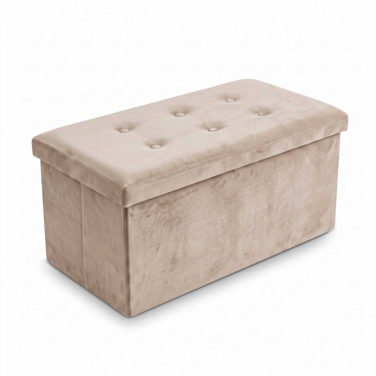 Taburet S Úložným Prostorem Velurová Skládací 76X38X38 CM Béžová