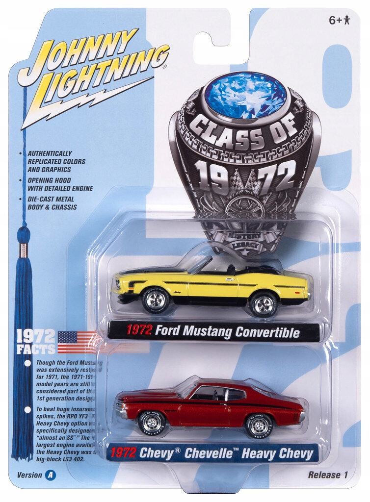 Johnny Lightning '72 2 PackFORD Mustang Chevy 1:64