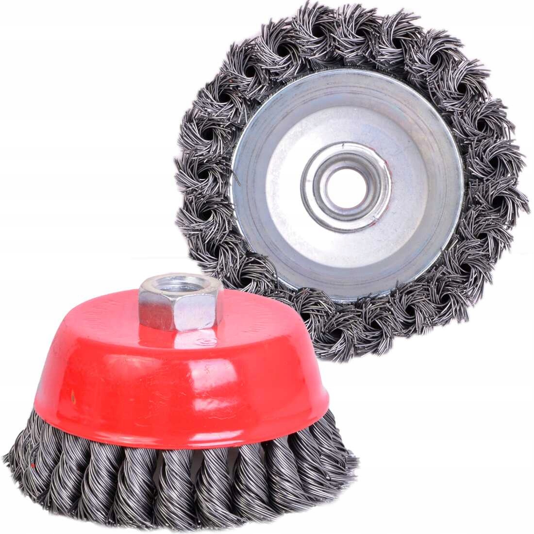 SZCZOTKA DRUCIANA 80MM GWINT M14 CZOŁOWA PLECIONA