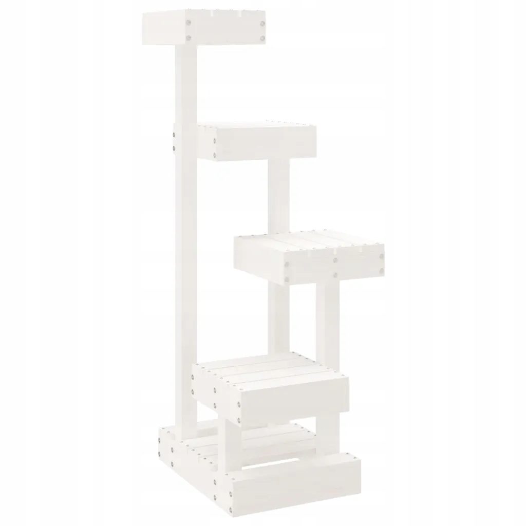 Levně pro kočky z masivního borovicového dřeva, 4 úrovně, bílý, 45,5x49x103