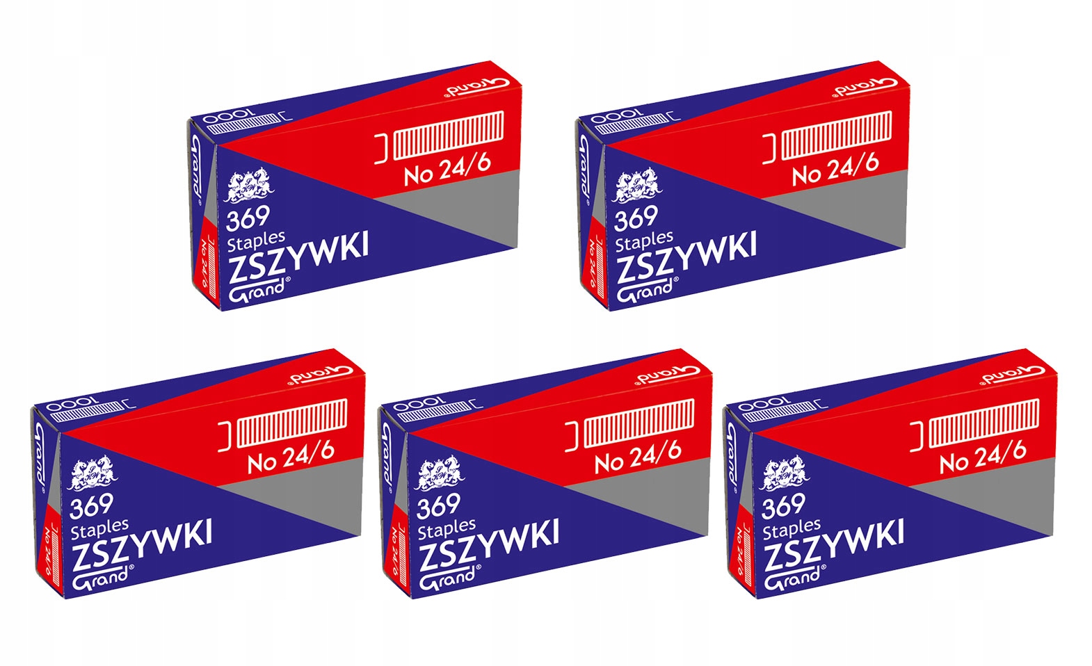 

5x 1000szt zszywki biurowe stalowe Grand 24/6