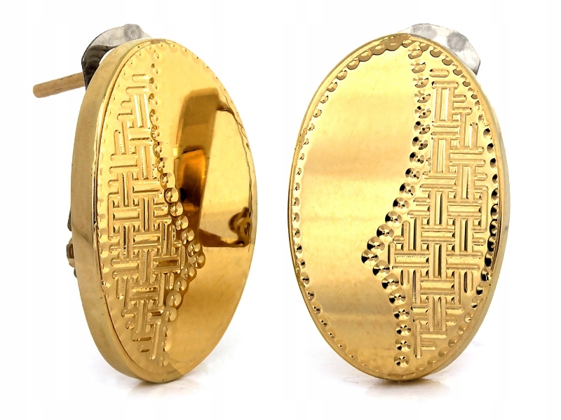 Zlaté náušnice 585 14kt vzor s frézovanými ovály 3.57g na zacvakávací tyčince