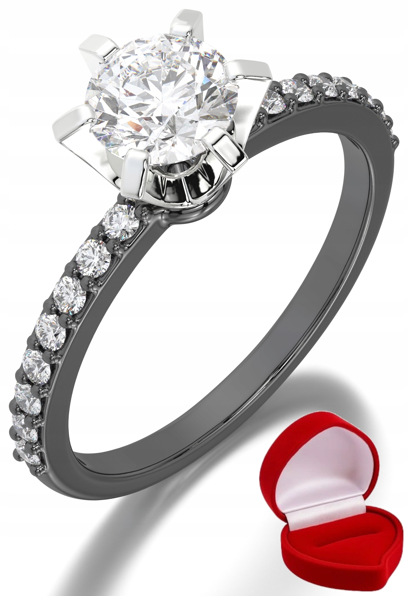 Zlatý Prstýnek 585 14k Brylant 0,70 ct Černé Zlato R28