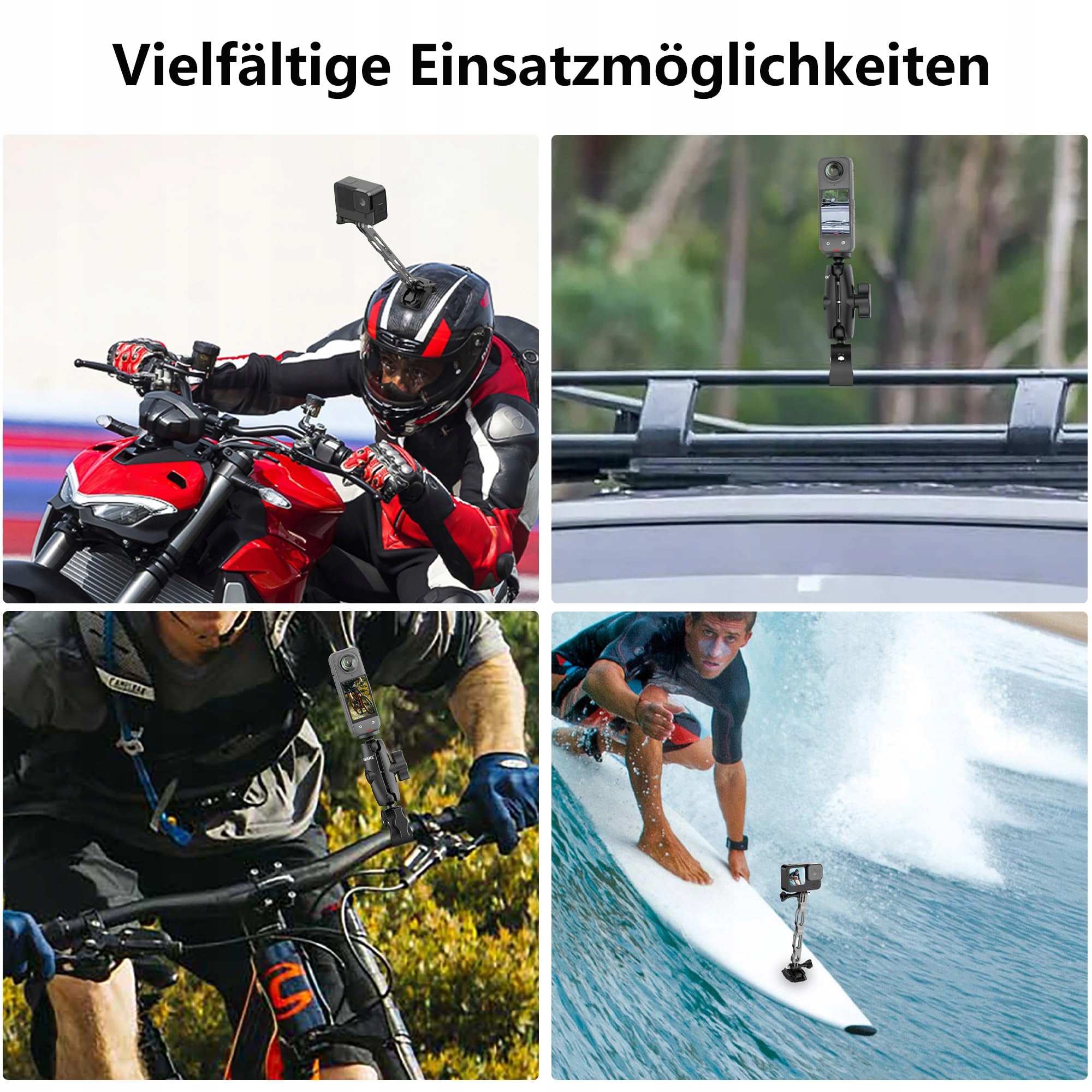 Zestaw Montażowy Na Kierownicę Do Kamer Sportowych GoPro Insta360 NUOBAKE — miniatura 3