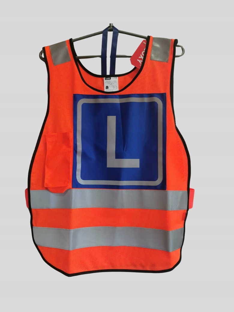 Kamizelka odblaskowa dla kursanta z kieszenią na rzep i odblaskami. Roz. M