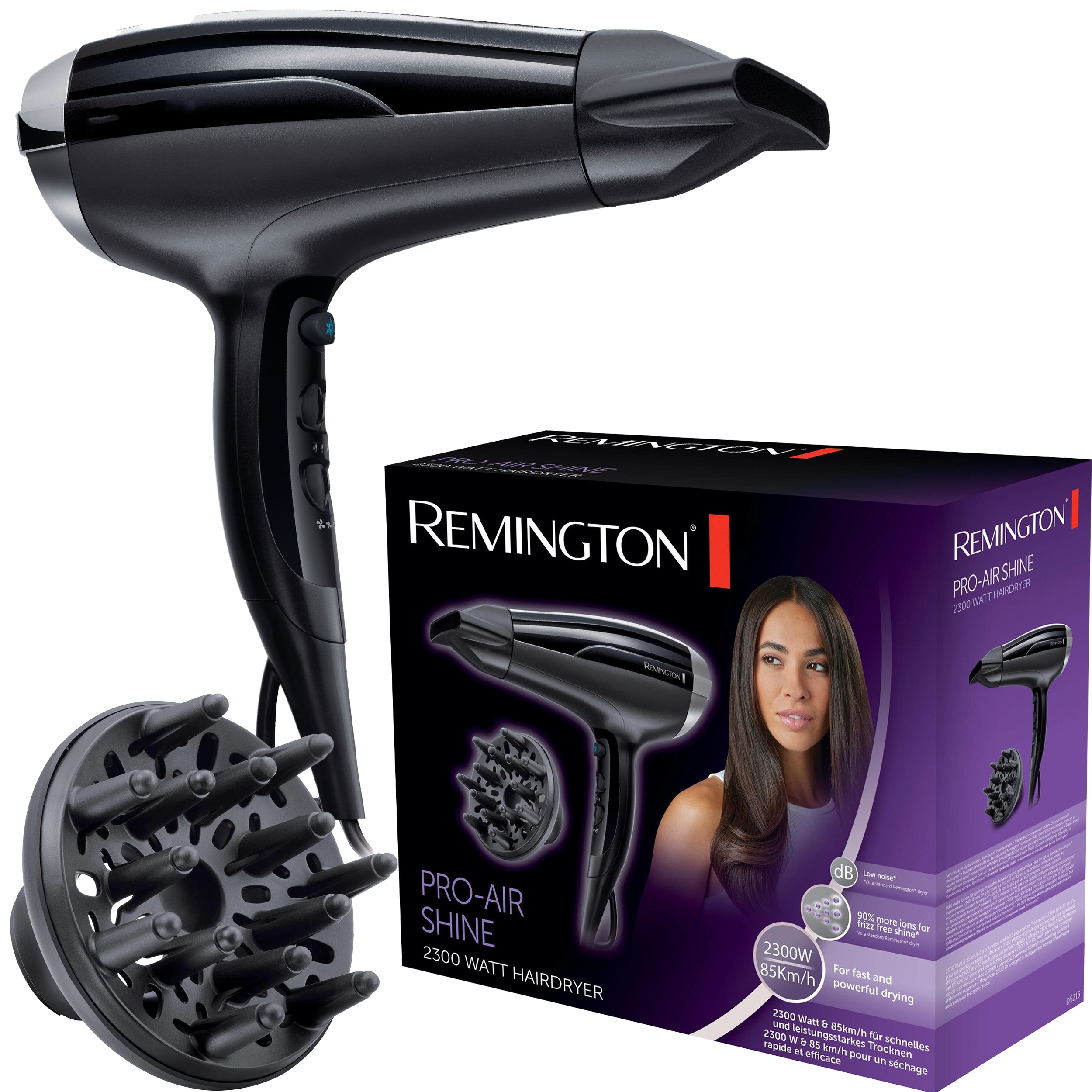Remington D5215 Pro-air Shine Fén Ionizace Na Vlasy Difuzér 2300 W