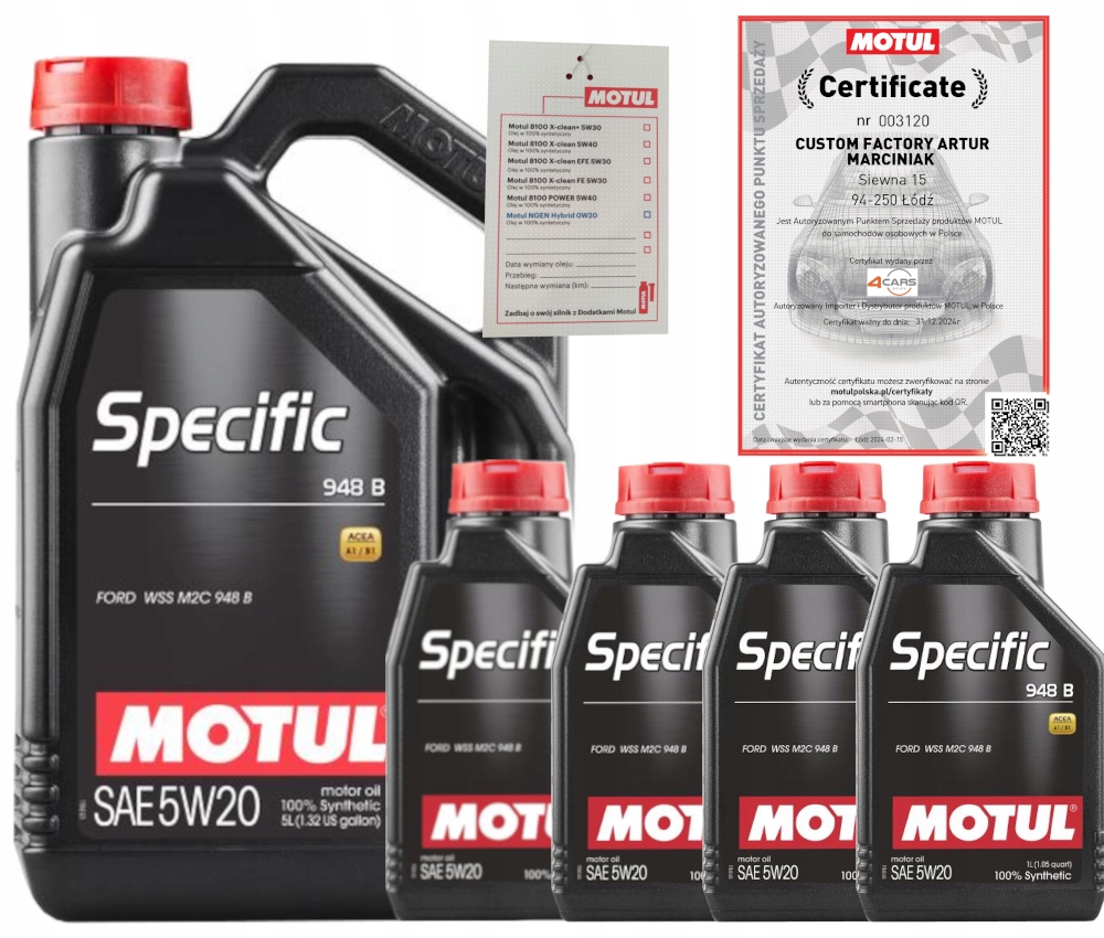 MOTUL SPECIFIC 948B 5W20 9L FORD WSS-M2C948-B + ZAWIESZKA