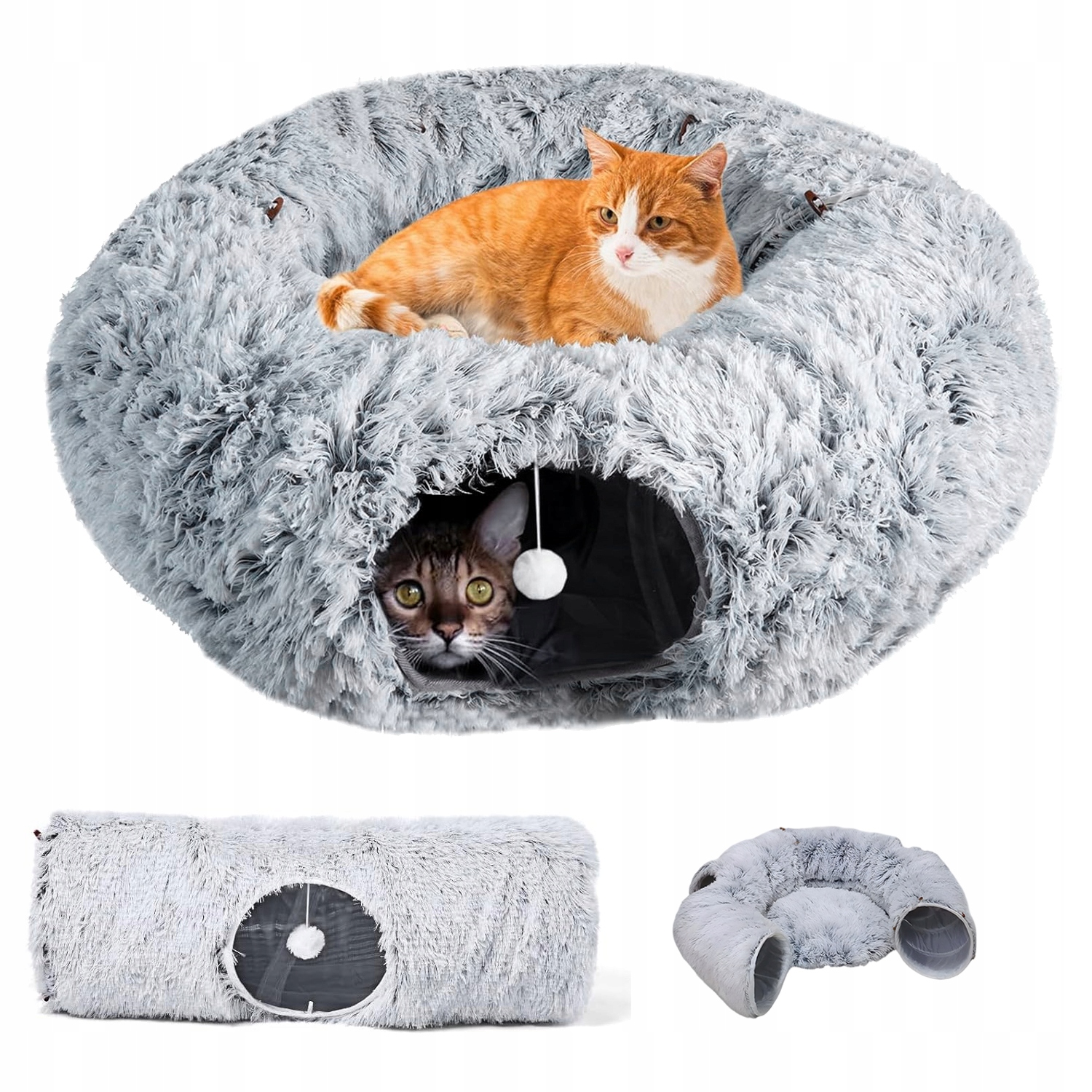 Levně Hračka Tunel Pro Kočky S Mrkacím Efektem A Závěsným Míčem Na Hraní