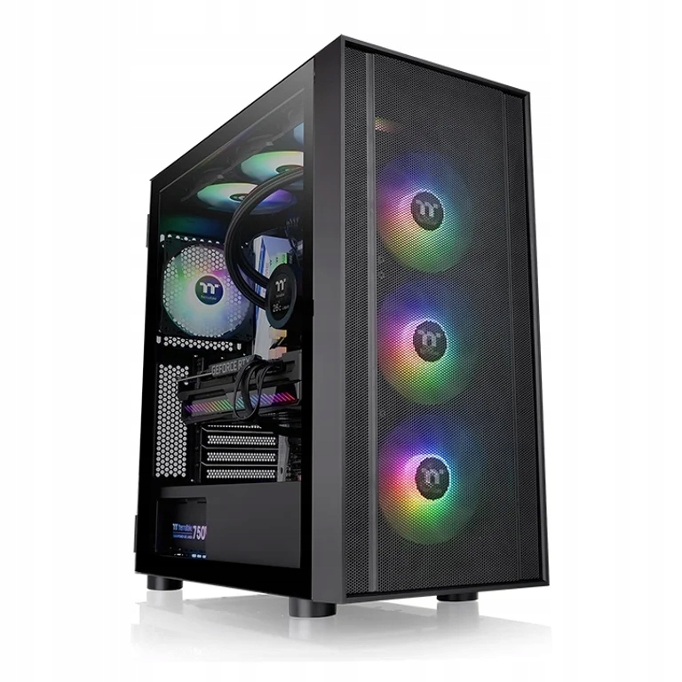 Thermaltake Obudowa H570 Tempered Glass 3x12cm Argb Czarna