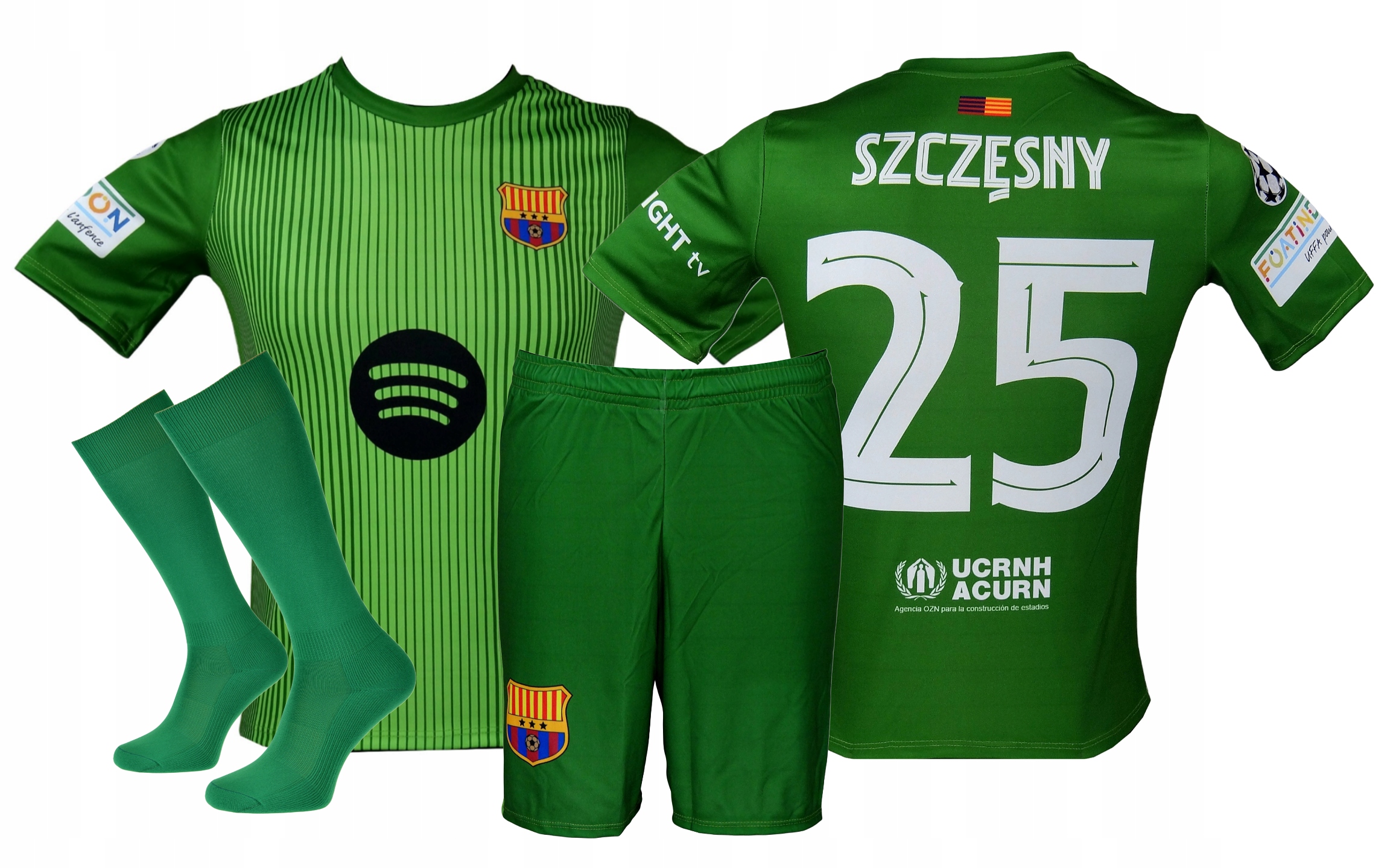 Szczęsny Barcelona (s) strój koszulka spodenki getry Zielony roz. 128