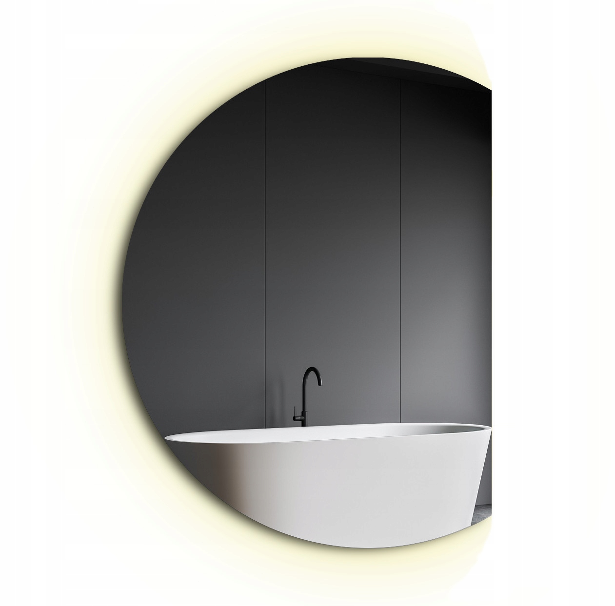 

Lustro Okrągłe Led Ze Ścięciem Półokrągłe 130 cm