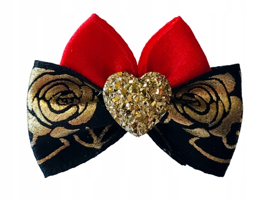 

Kokardka Glamour czerwona róża 4,5cm gumka