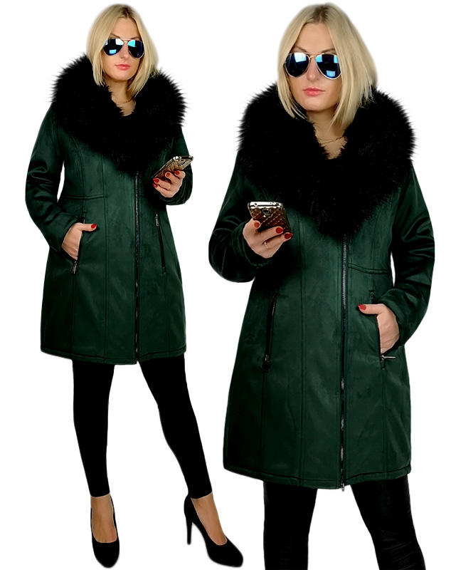 

New Zimowy Kożuszek Płaszcz Ramoneska Futro 3XL/46