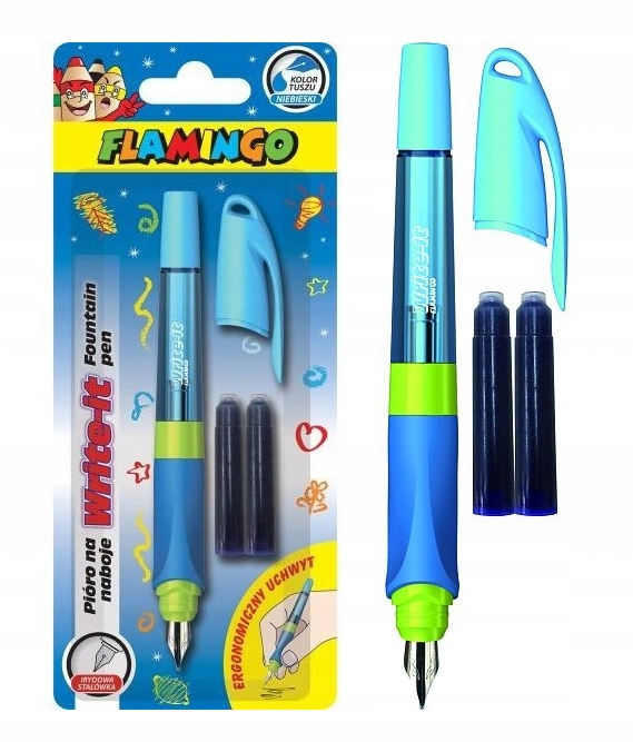 

Pióro wieczne dla dzieci niebieskie Flamingo nabój