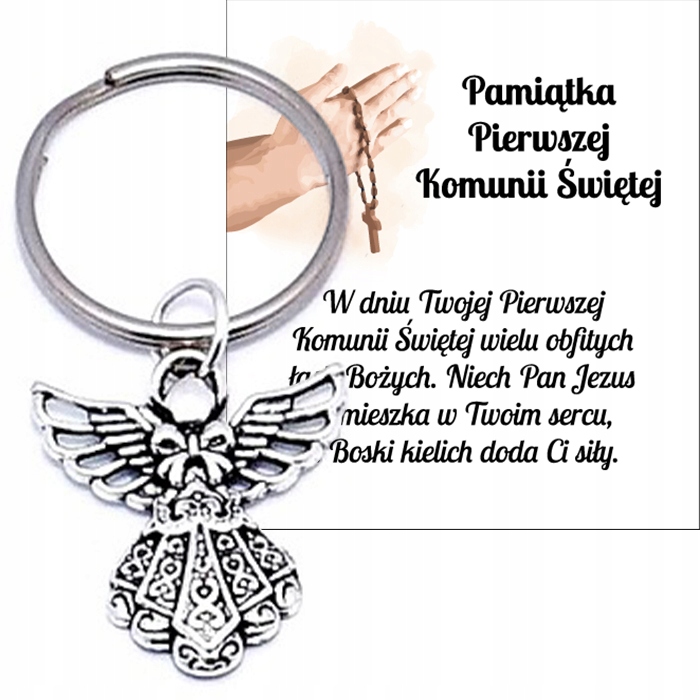 PAMIĄTKA PIERWSZEJ KOMUNII ŚWIĘTEJ ANIOŁEK BRELOK DLA UCZNIÓW UPOMINEK