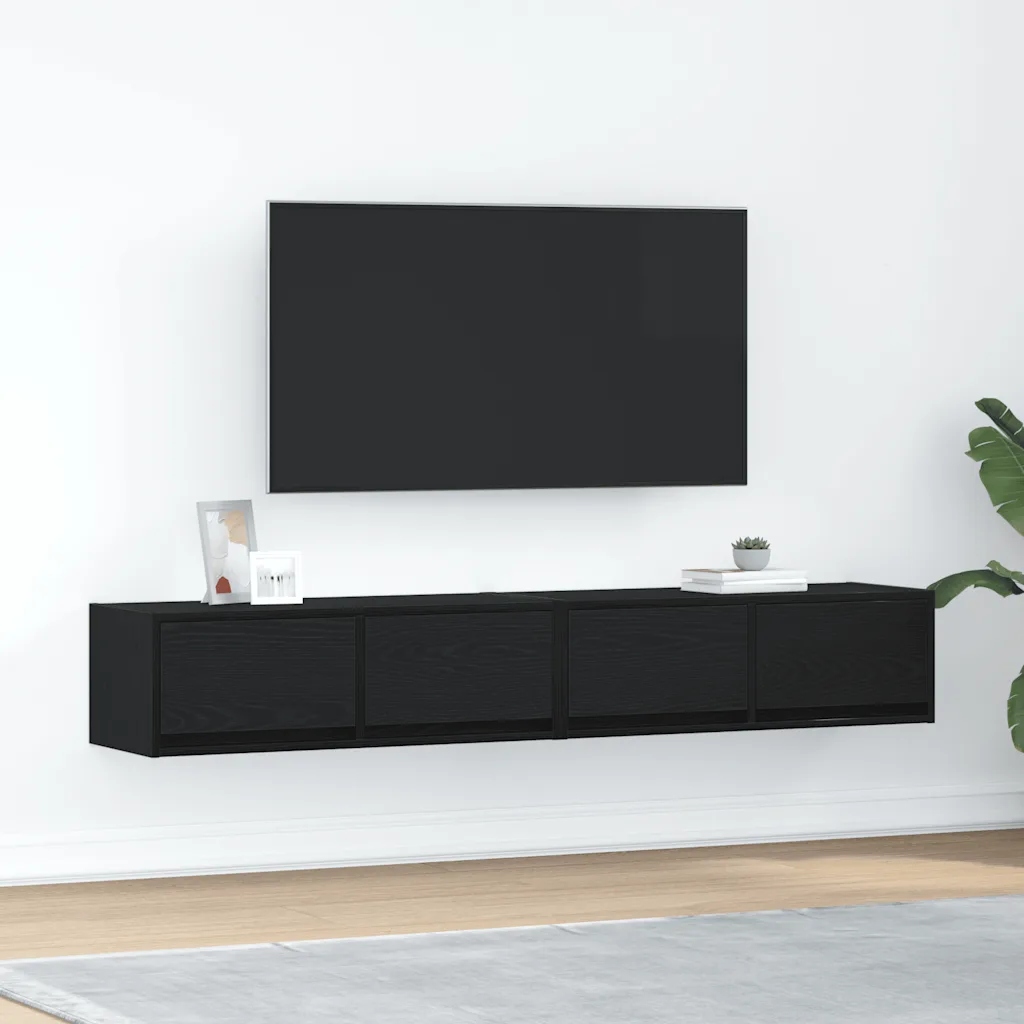 vidaXL Szafki Rtv 2 szt. Dąb czarny 80x31x25,5 cm Drewno klejone