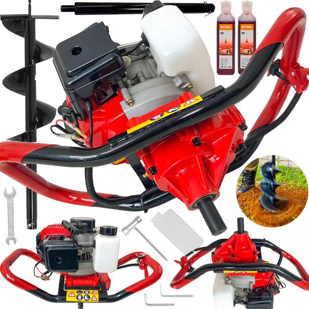 ŚWIDER SPALINOWY WIERTNICA GLEBOWA DO ZIEMI GLEBY 2,5KM + WIERTŁO + 2x OLEJ