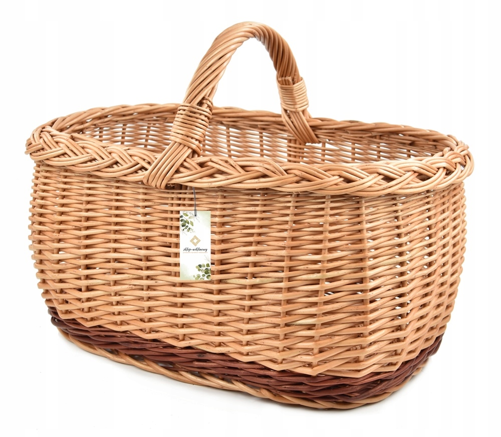 Proutěný koš na zavazadla s nízkou rukojetí Na Nákupy houby Zelenina 50 cm