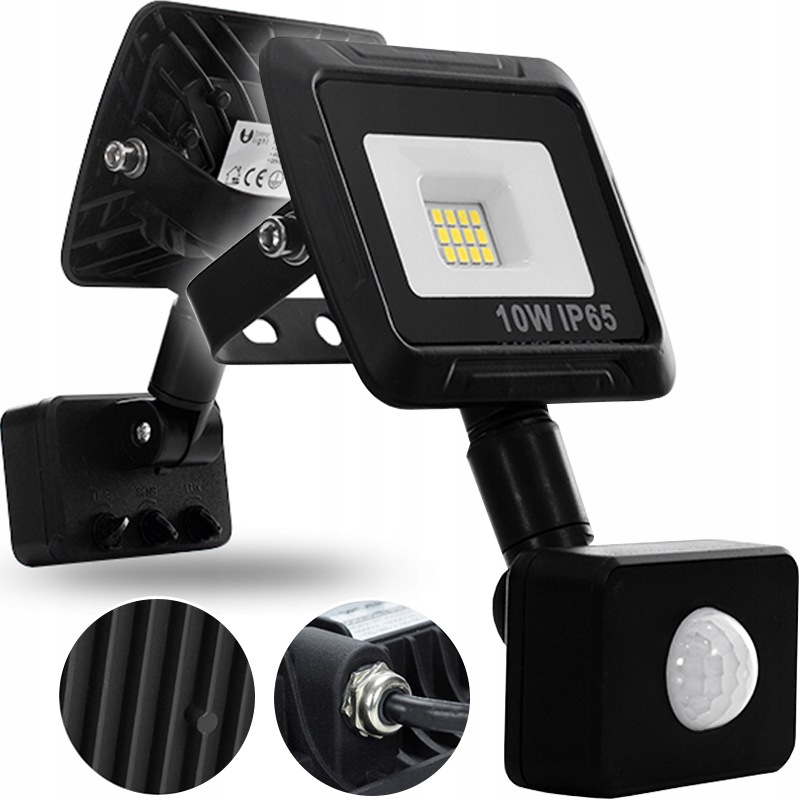 2X Halogenový Led Zářič 10W, Voděodolná Lampa, Senzor Pohybu Soumraku