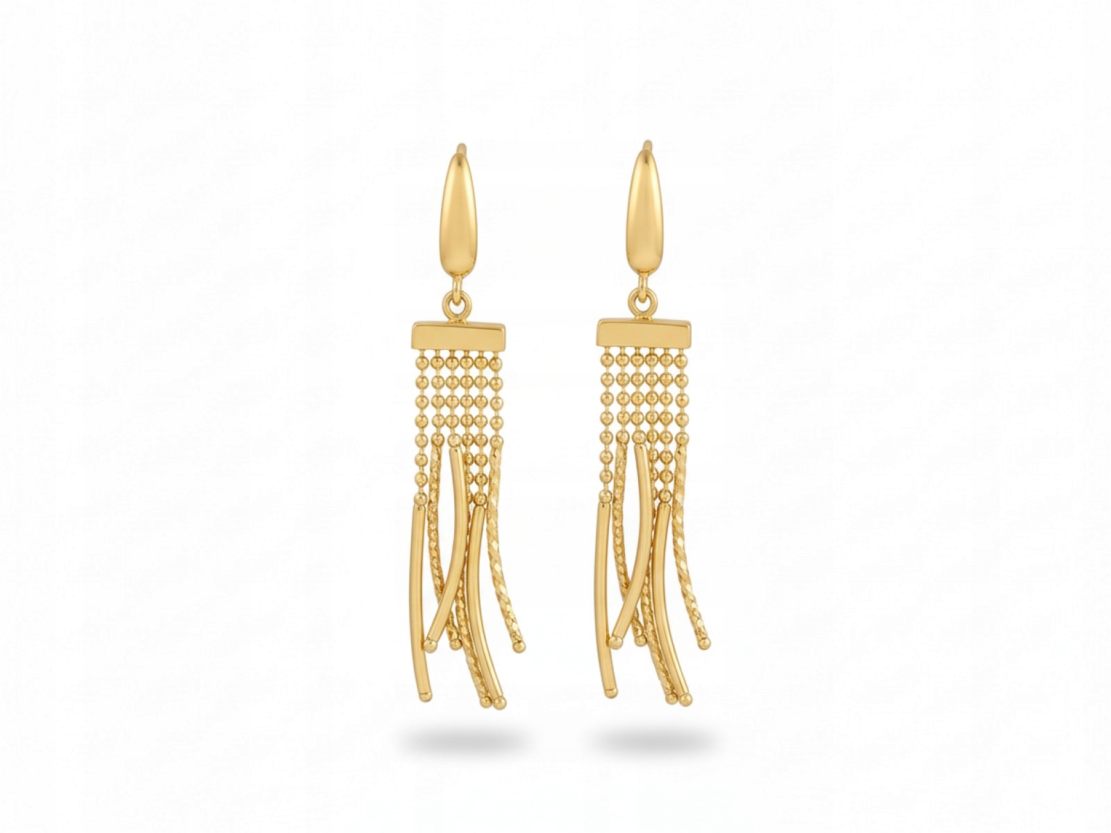 Zlaté Náušnice pro ženy 585 s dlouhými visícími střapci jako dárek 5,64g