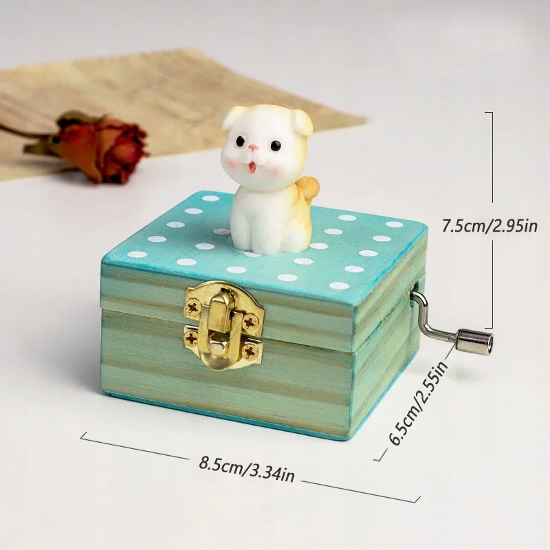 Wooden Music Box Small Personalized Cute Hand-cran Model zeoucheng