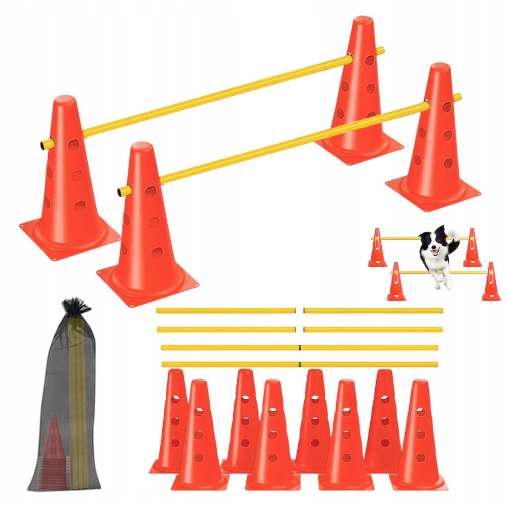 Tréninková Koordinační Sada 32 CM 12 Kuželů 6 Tyček 100 CM Kov