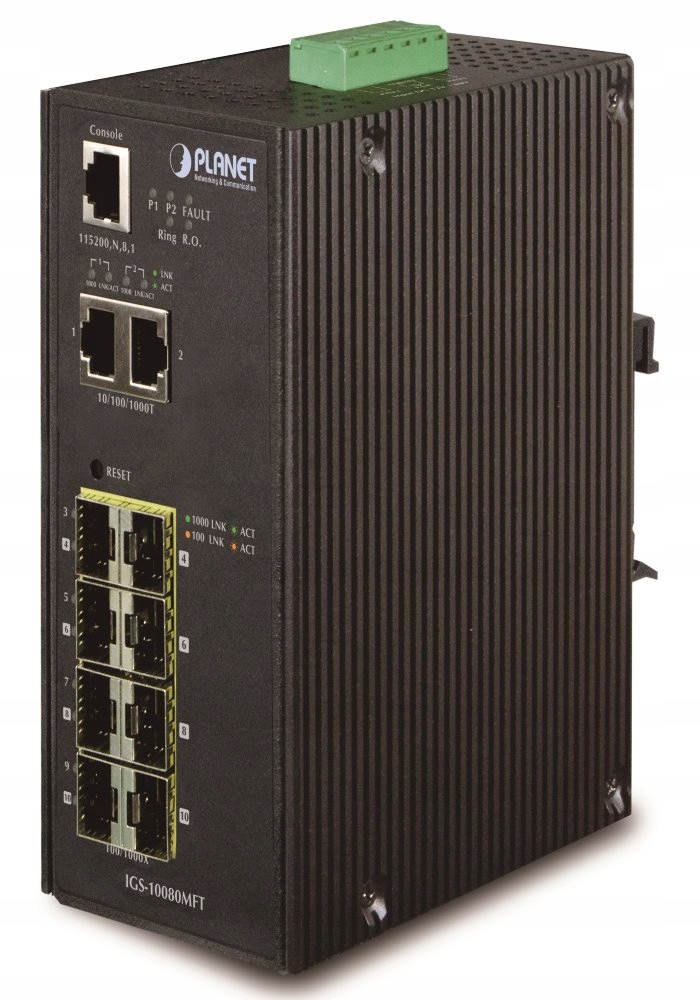 Planet IGS-10080MFT Priemyselný Switch 8x 100/1000 Sfp 2x 10/100/1000, Ma